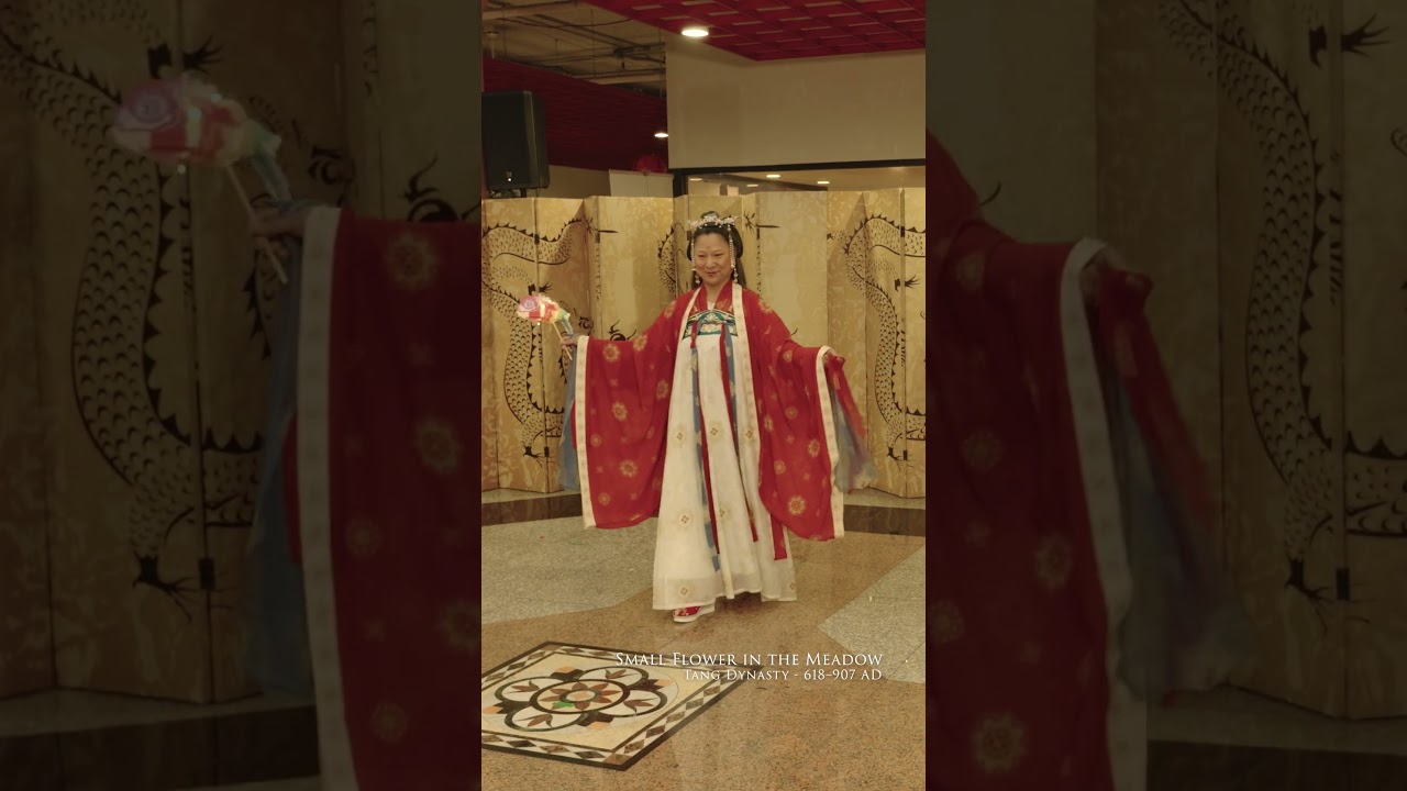 Small Flower In the Meadow showcasing beautiful Tang dynasty Hanfu.